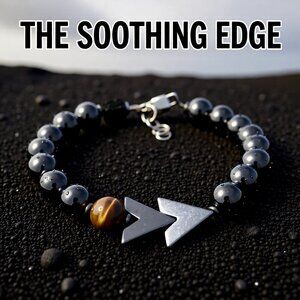 Handsome! Men's Protection Bracelet: Hematite, Tigereye, Raw Black Tourmaline 8"